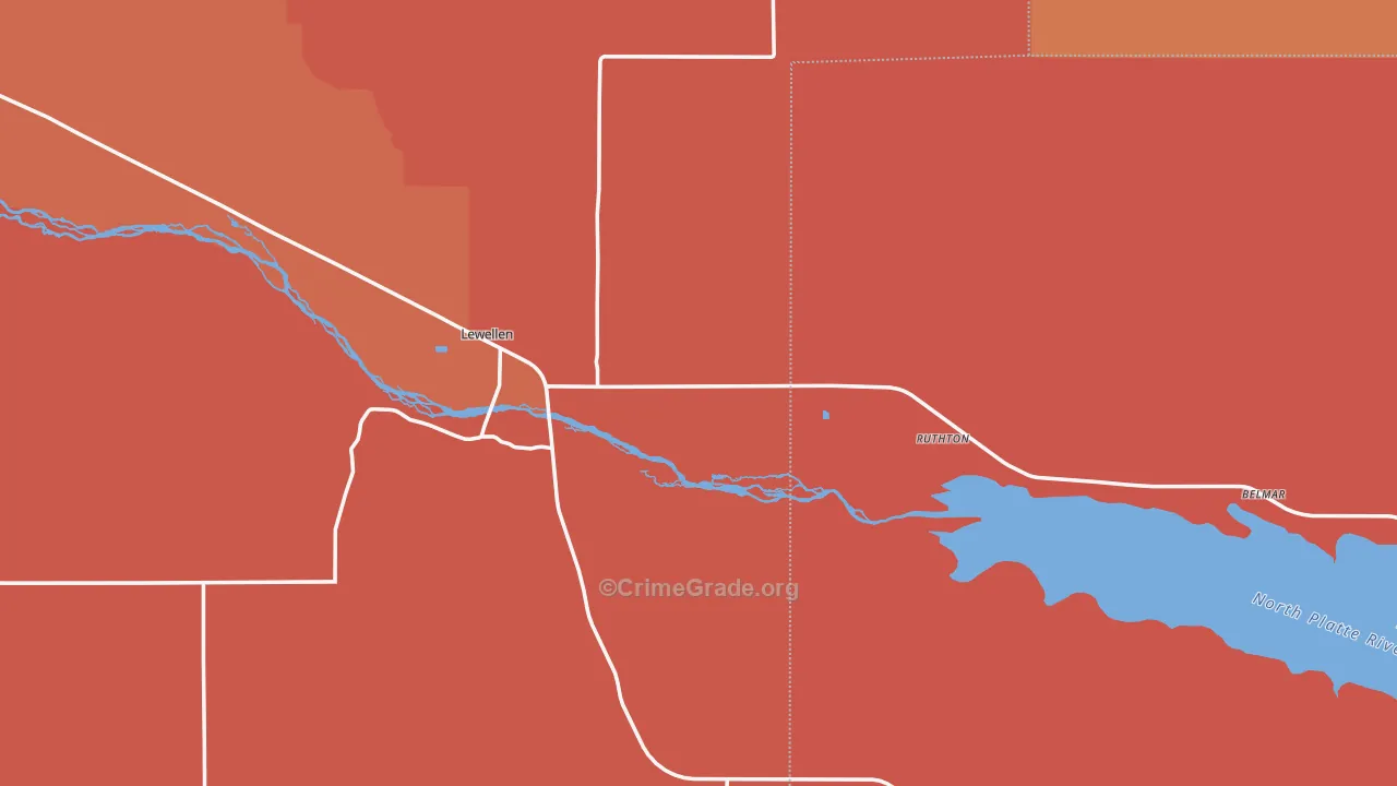 Lewellen, NE Map of Burglary Rates