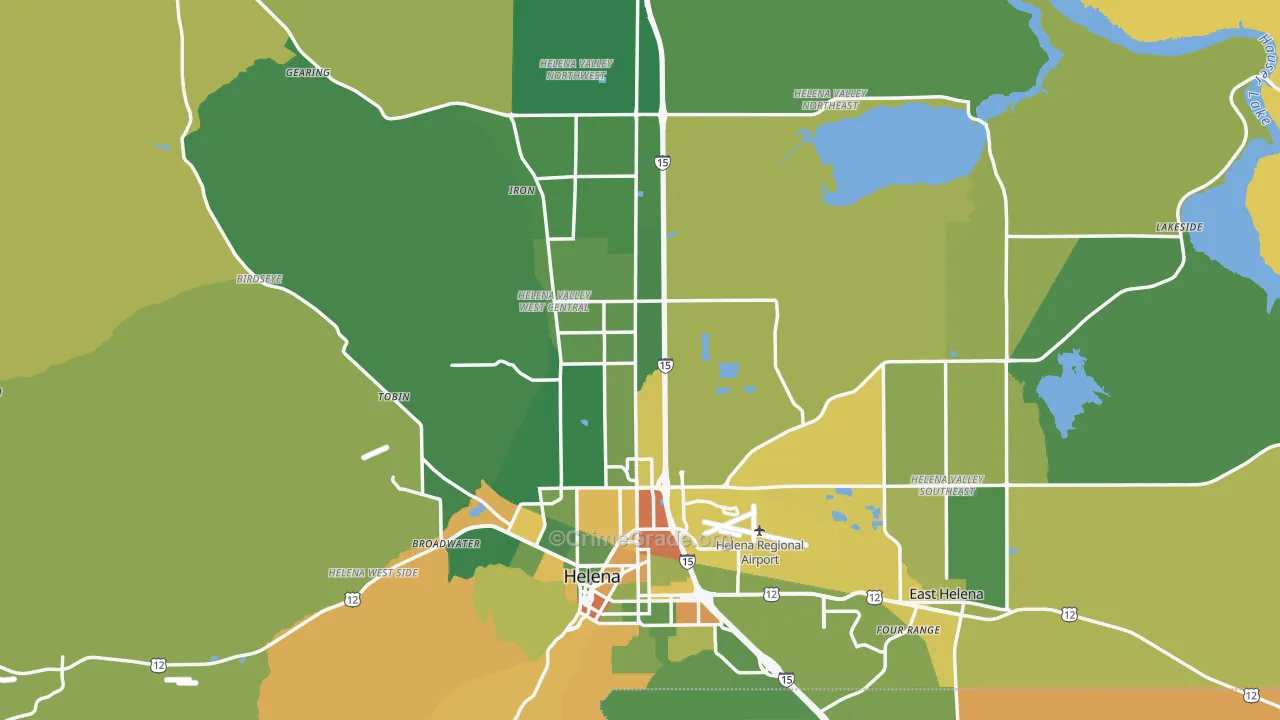 Lewis and Clark County, MT Map of Burglary Rates