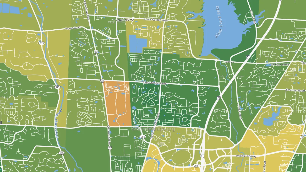 Lewis Center, OH Map of Burglary Rates