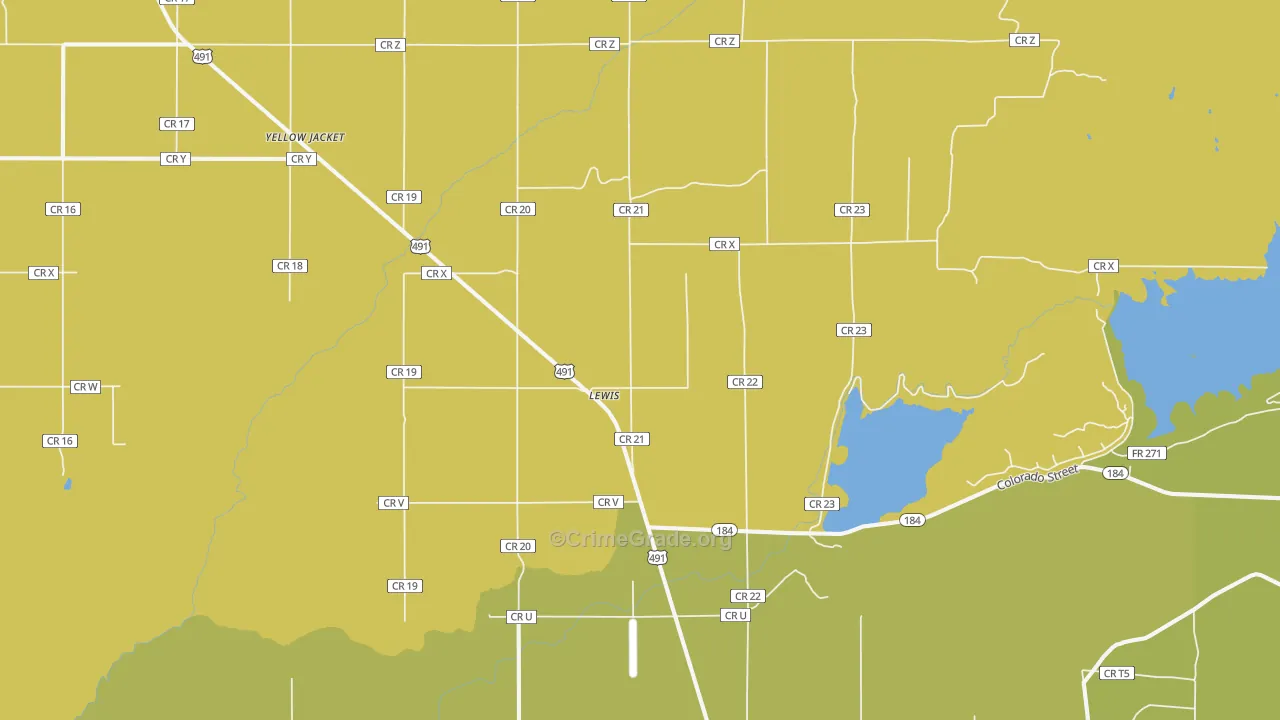 Lewis, CO Map of Burglary Rates