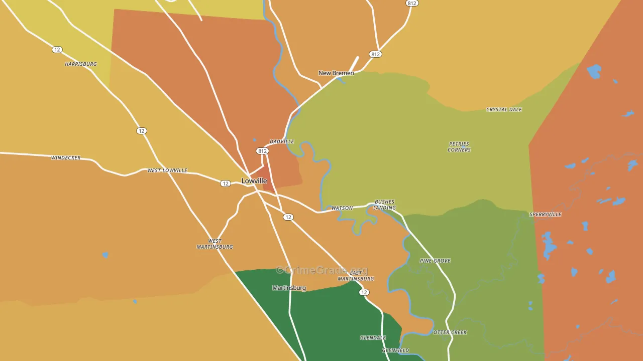 Lewis County, NY Map of Burglary Rates