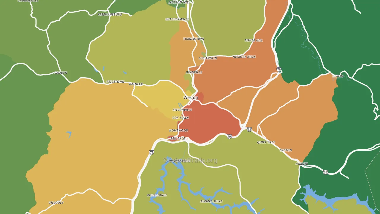 Lewis County, WV Map of Burglary Rates