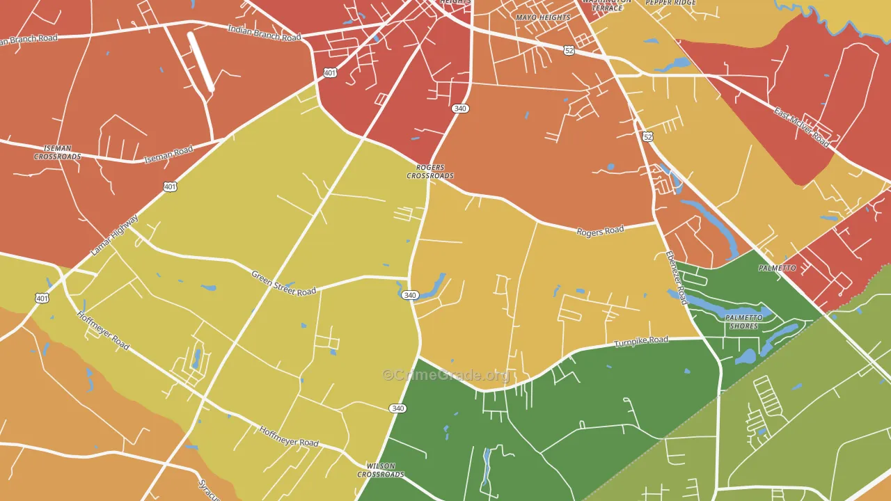 Lewis Crossroads, SC Map of Burglary Rates