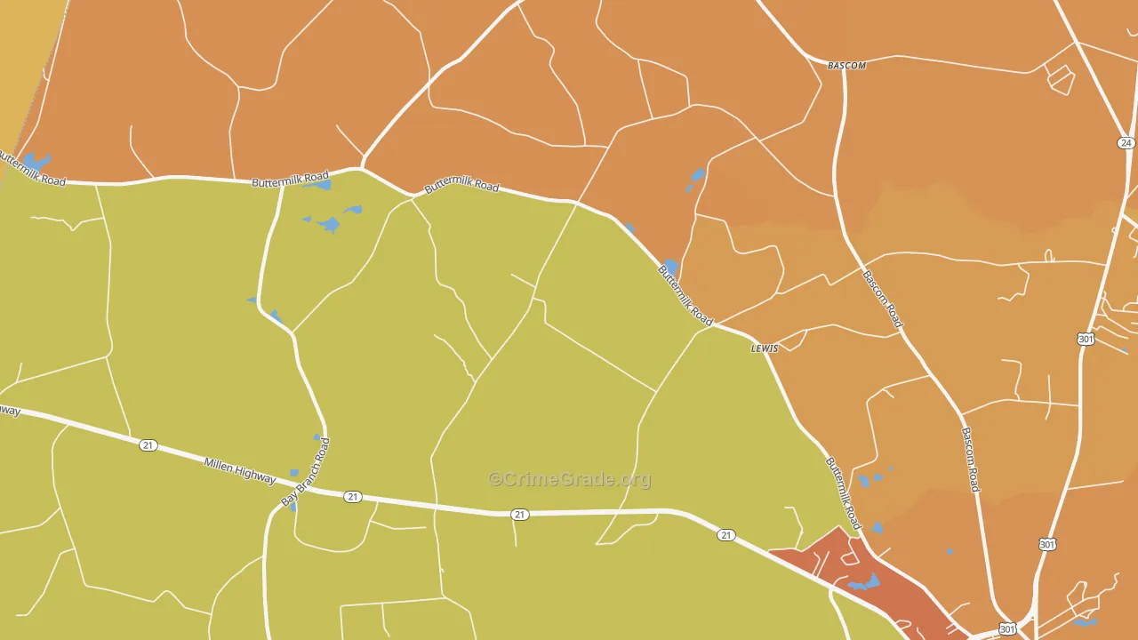 Lewis, GA Map of Burglary Rates