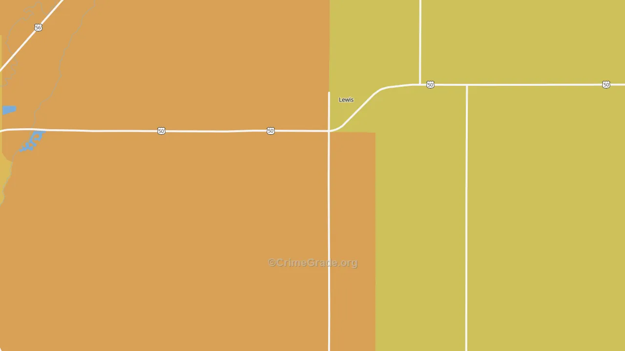 Lewis, KS Map of Burglary Rates