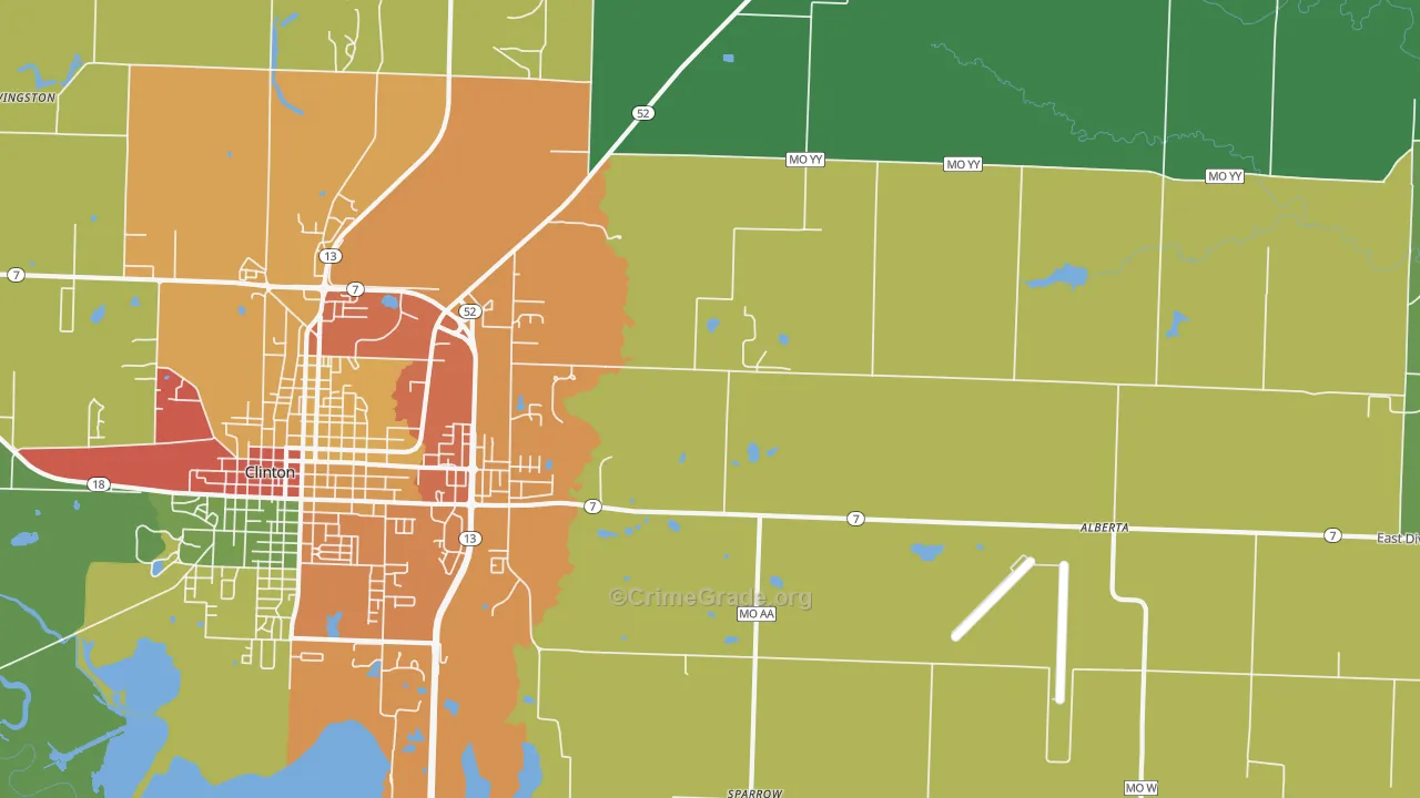 Lewis, MO Map of Burglary Rates