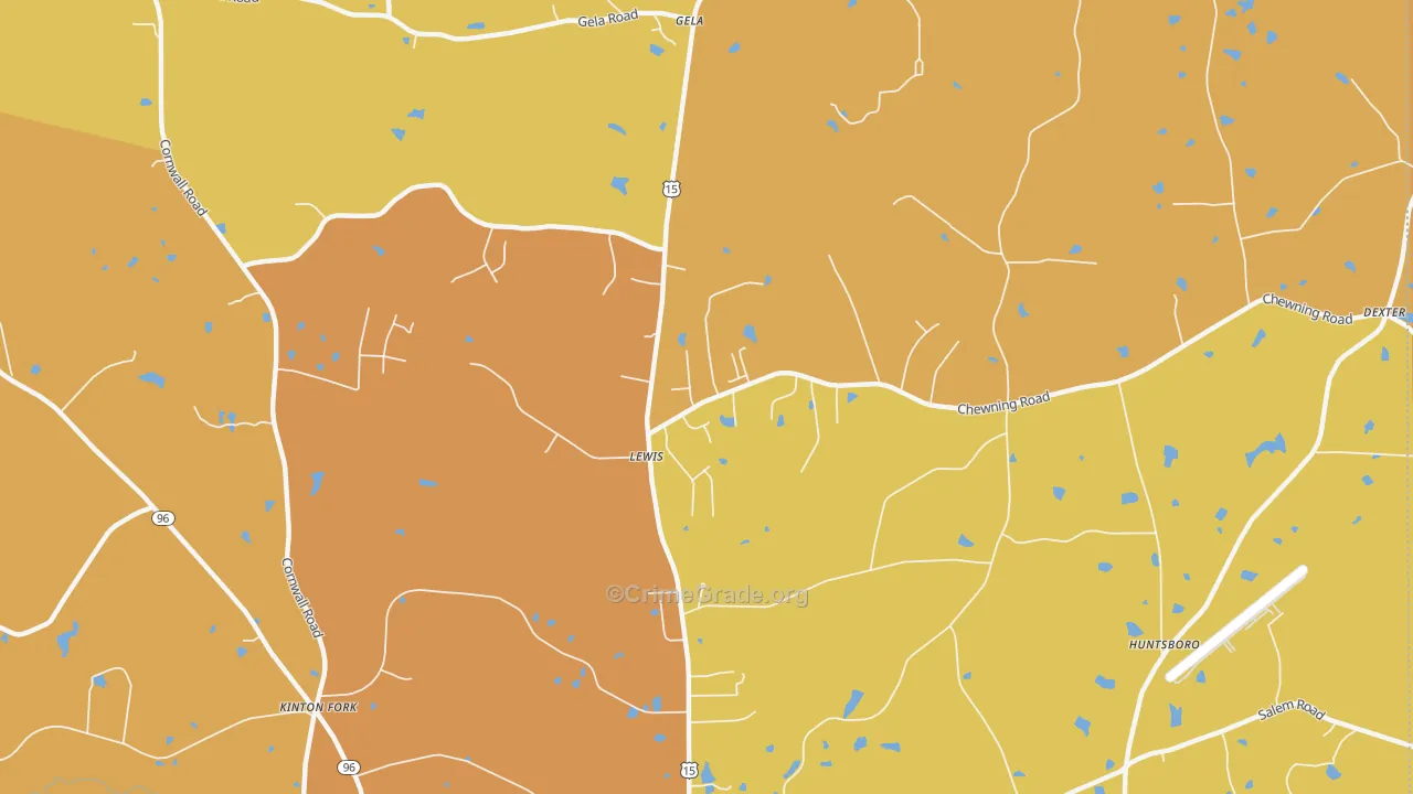 Lewis, NC Map of Burglary Rates