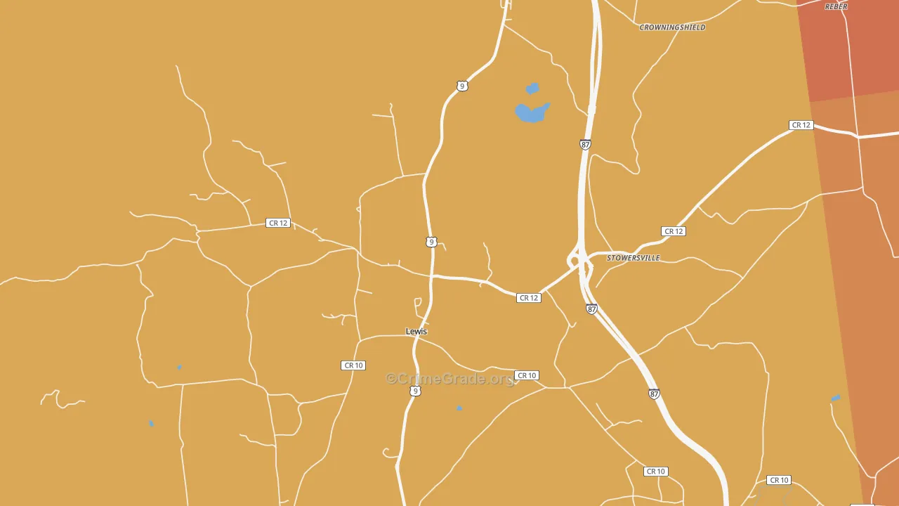 Lewis, NY Map of Burglary Rates