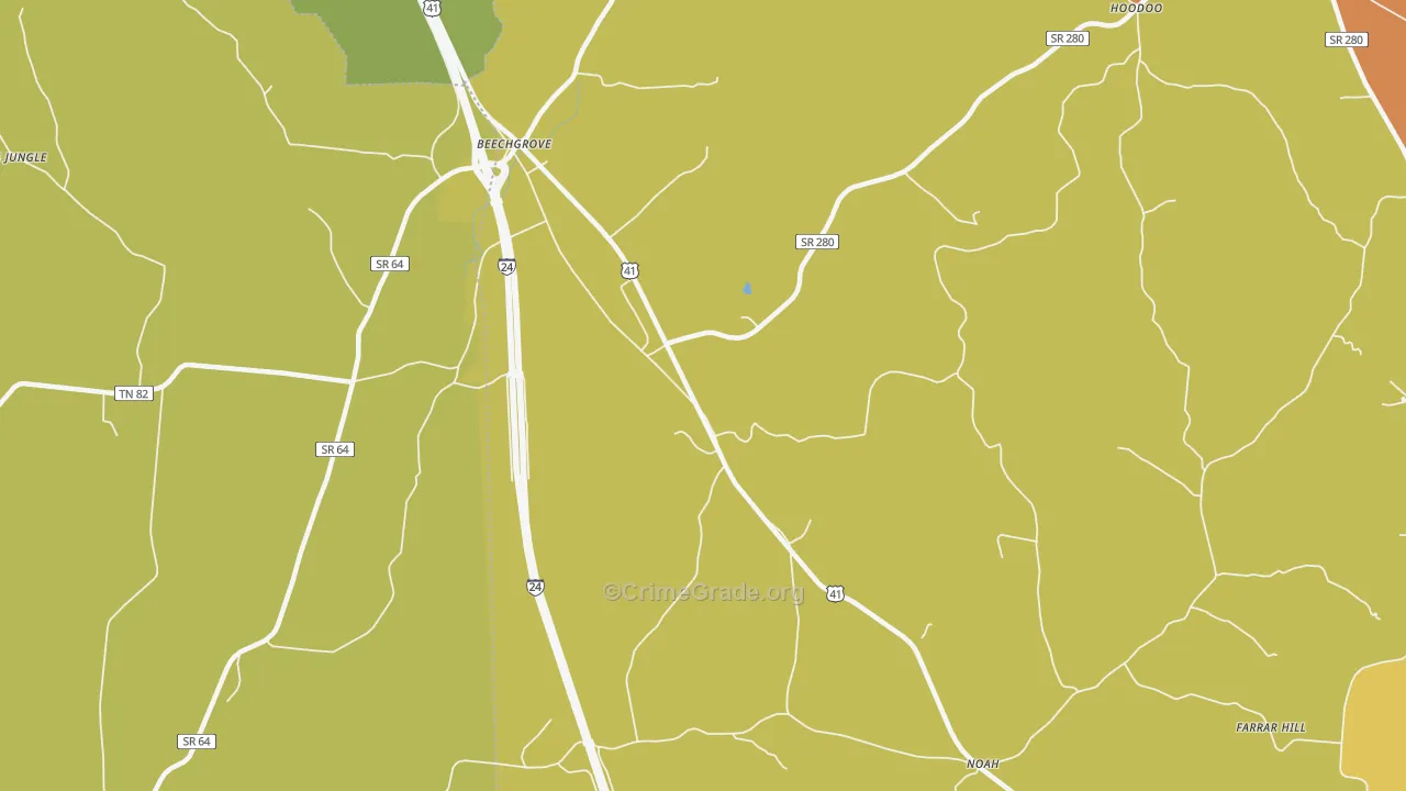 Lewis Store, TN Map of Burglary Rates