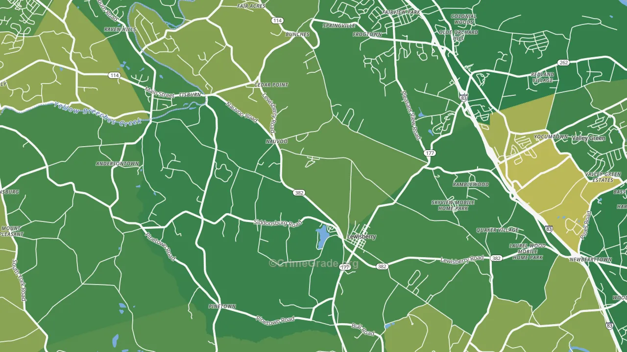 Lewisberry, PA Map of Burglary Rates