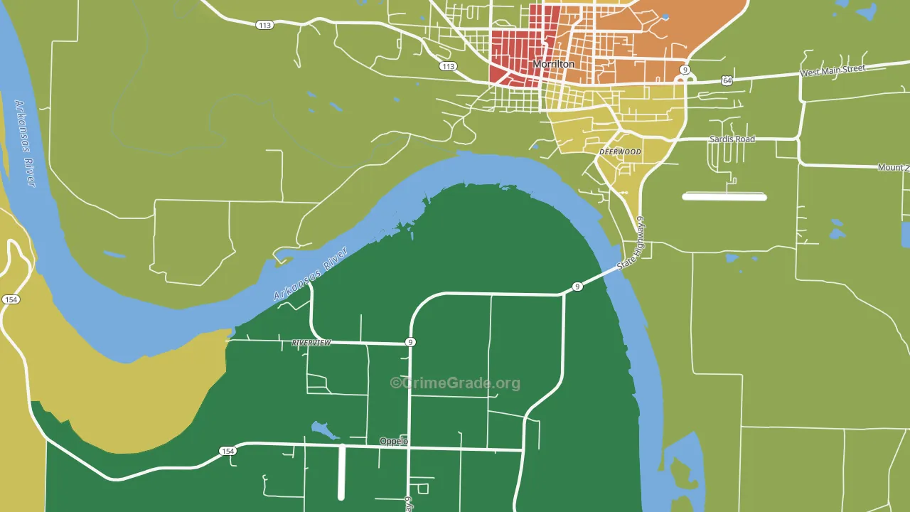 Lewisburg, AR Map of Burglary Rates