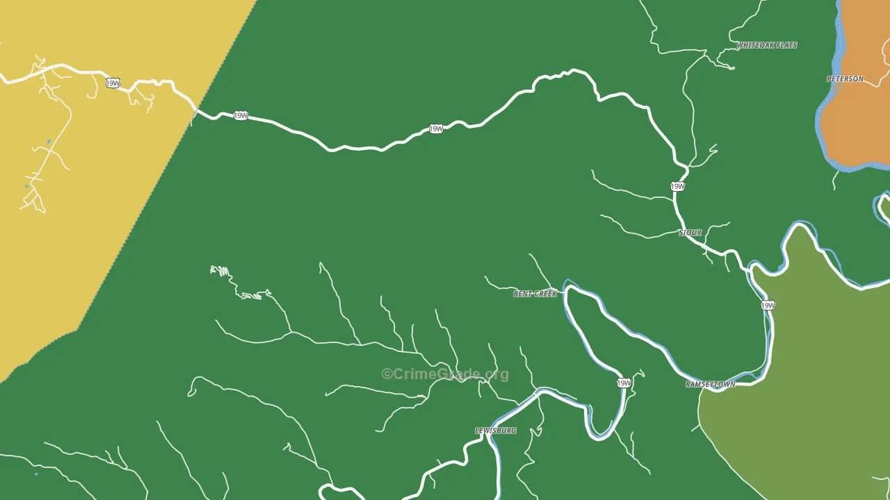 Lewisburg, NC Map of Burglary Rates