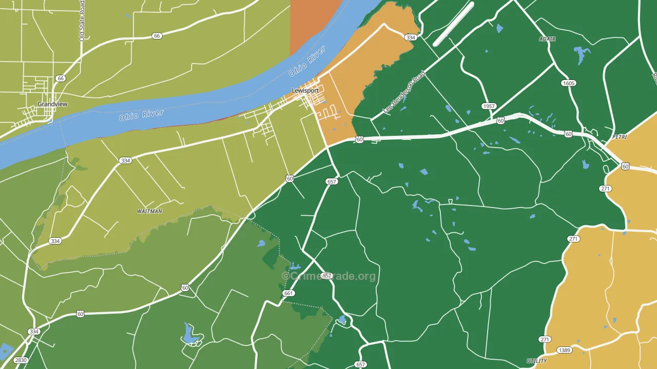 Lewisport, KY Map of Burglary Rates