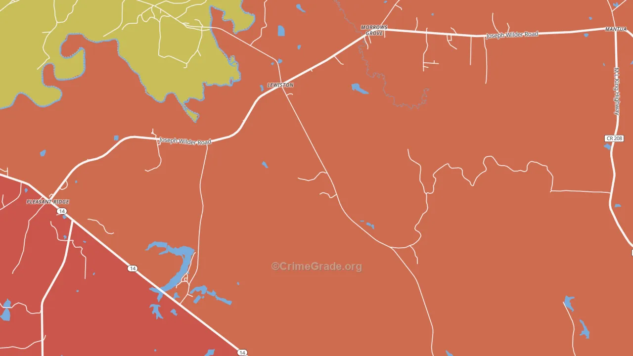 Lewiston, AL Map of Burglary Rates