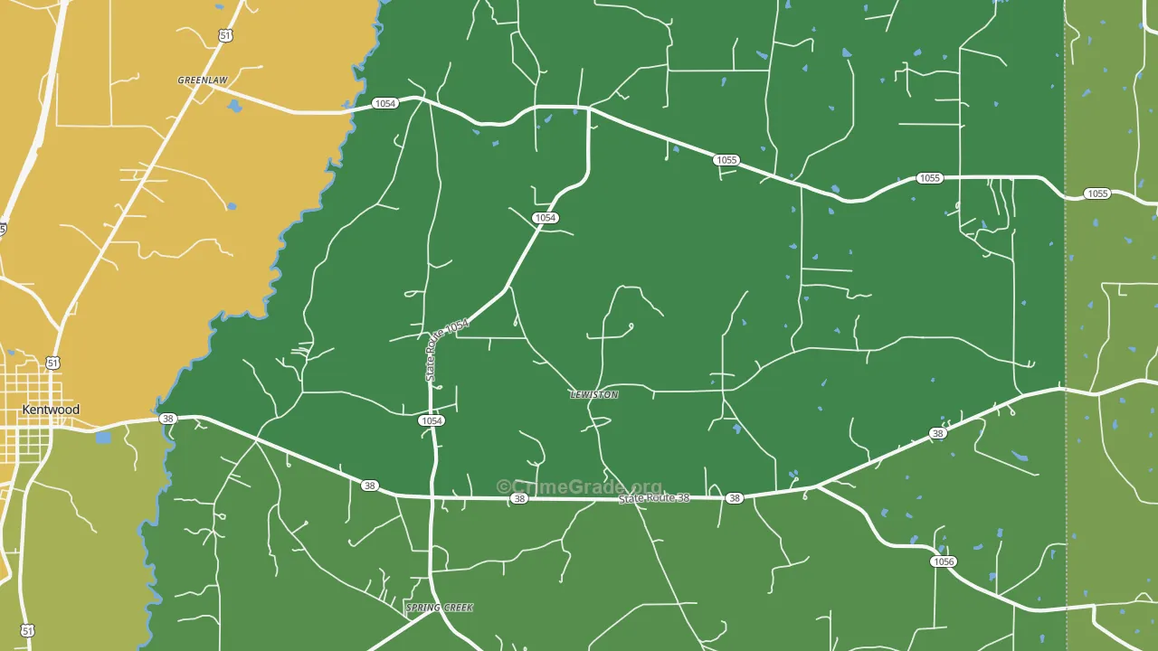 Lewiston, LA Map of Burglary Rates
