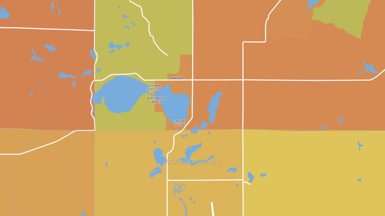 Lewiston, MI Map of Burglary Rates