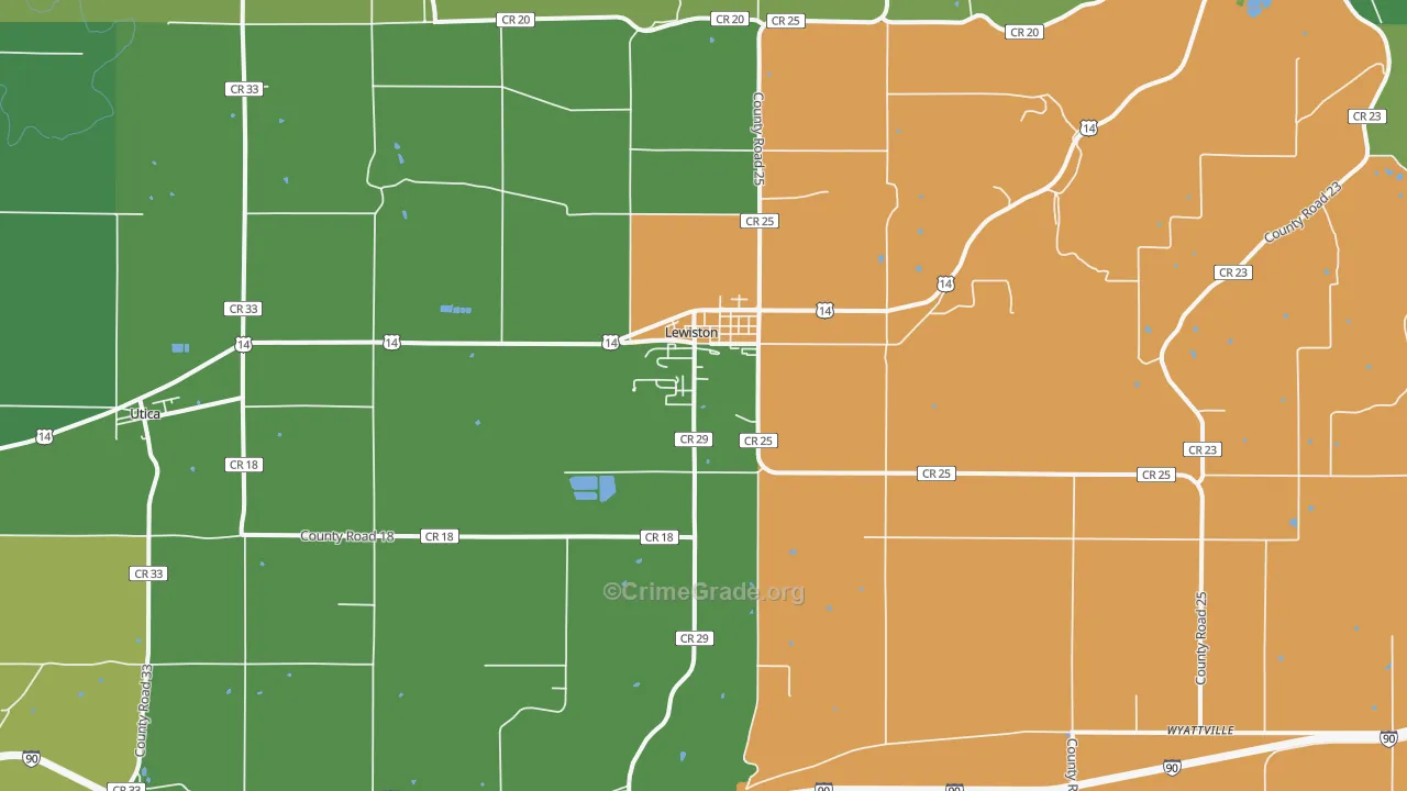 Lewiston, MN Map of Burglary Rates