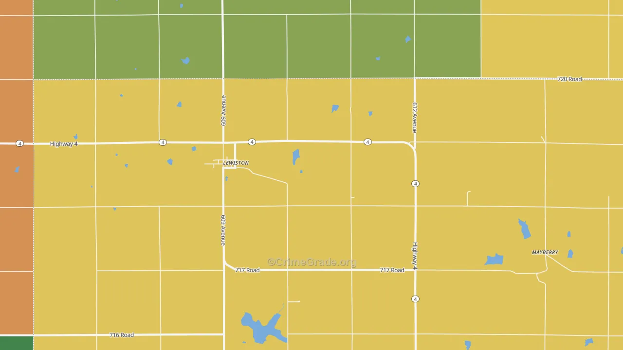 Lewiston, NE Map of Burglary Rates