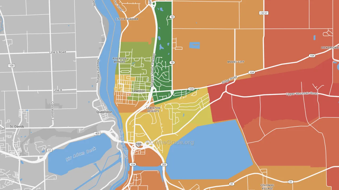 Lewiston, NY Map of Burglary Rates