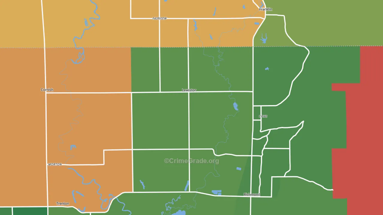 Lewiston, UT Map of Burglary Rates
