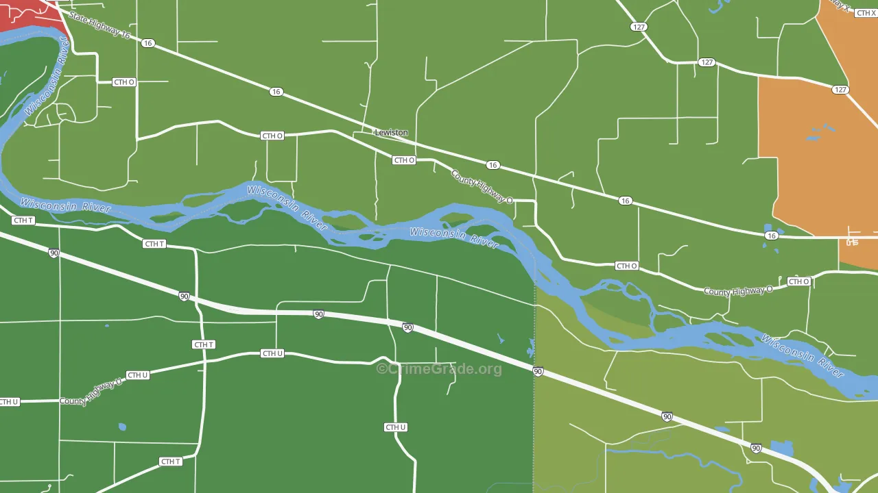Lewiston, WI Map of Burglary Rates