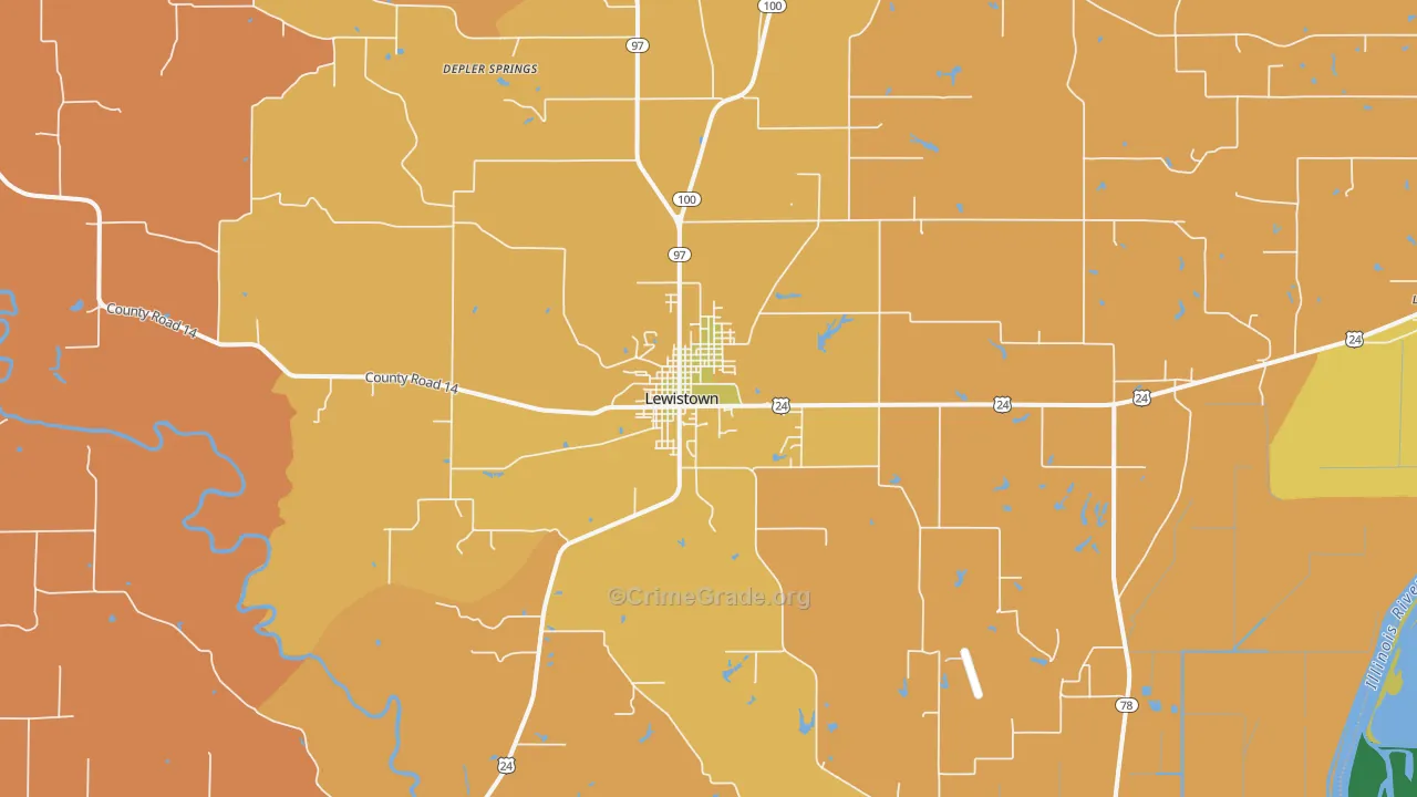 Lewistown, IL Map of Burglary Rates