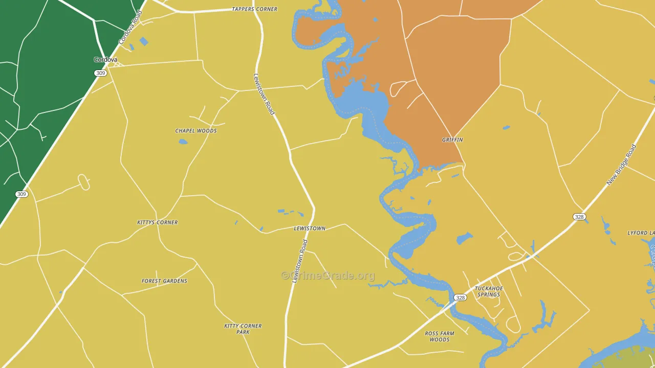 Lewistown, MD Map of Burglary Rates