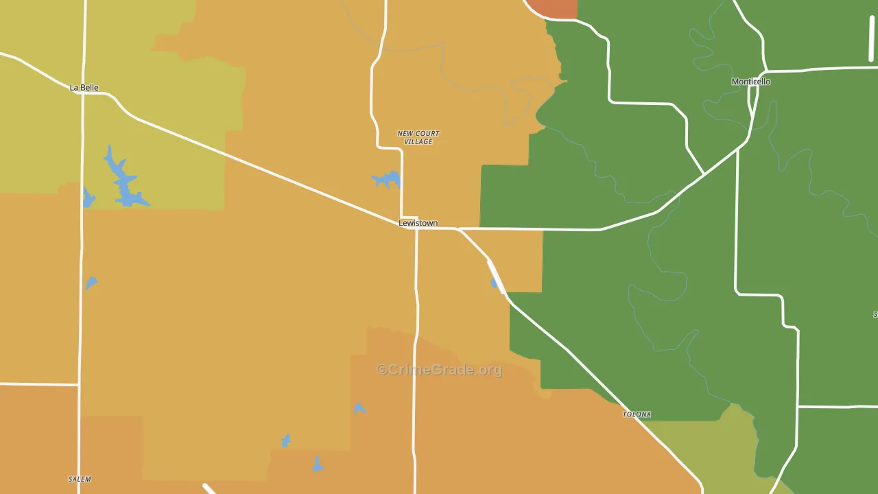 Lewistown, MO Map of Burglary Rates