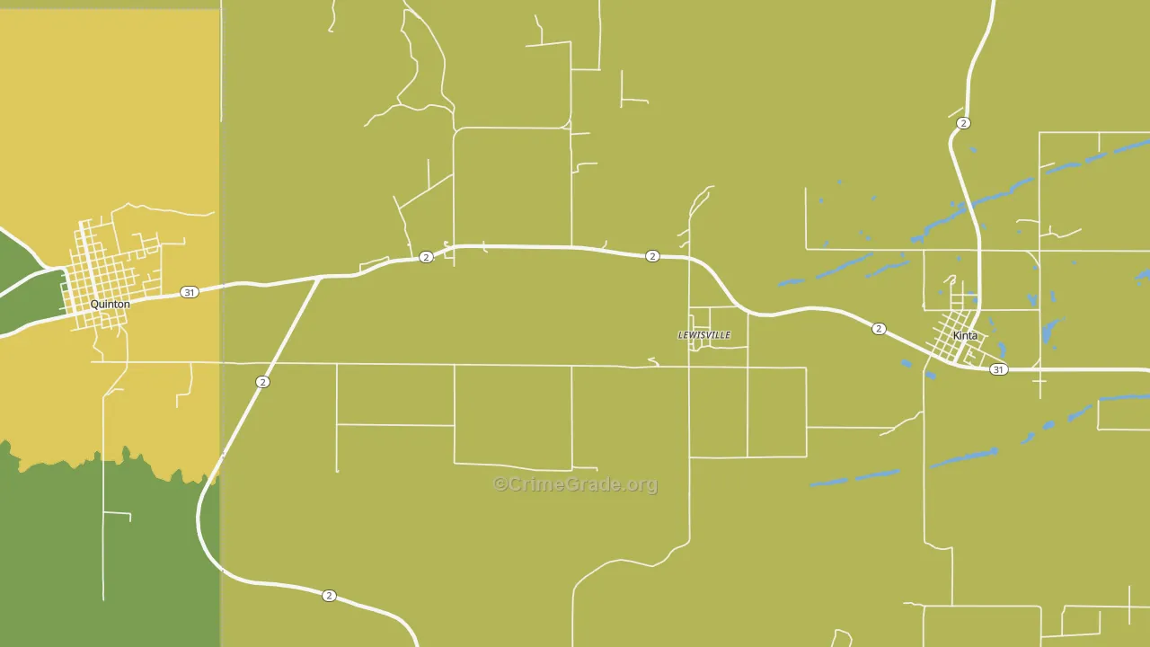 Lewisville, OK Map of Burglary Rates