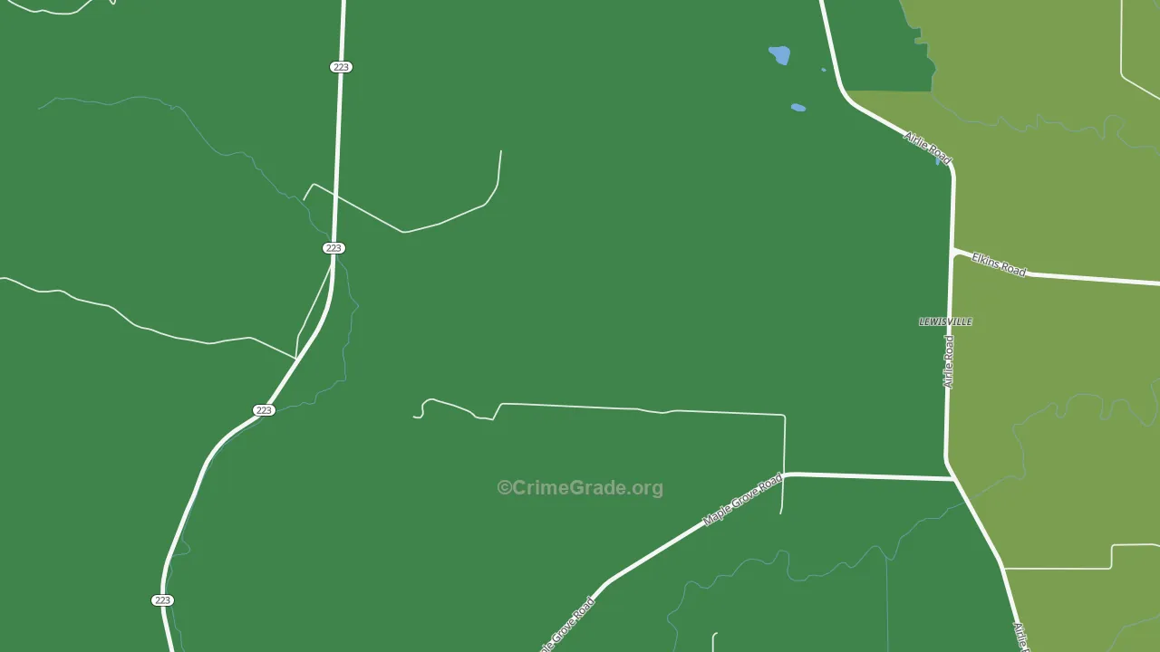 Lewisville, OR Map of Burglary Rates