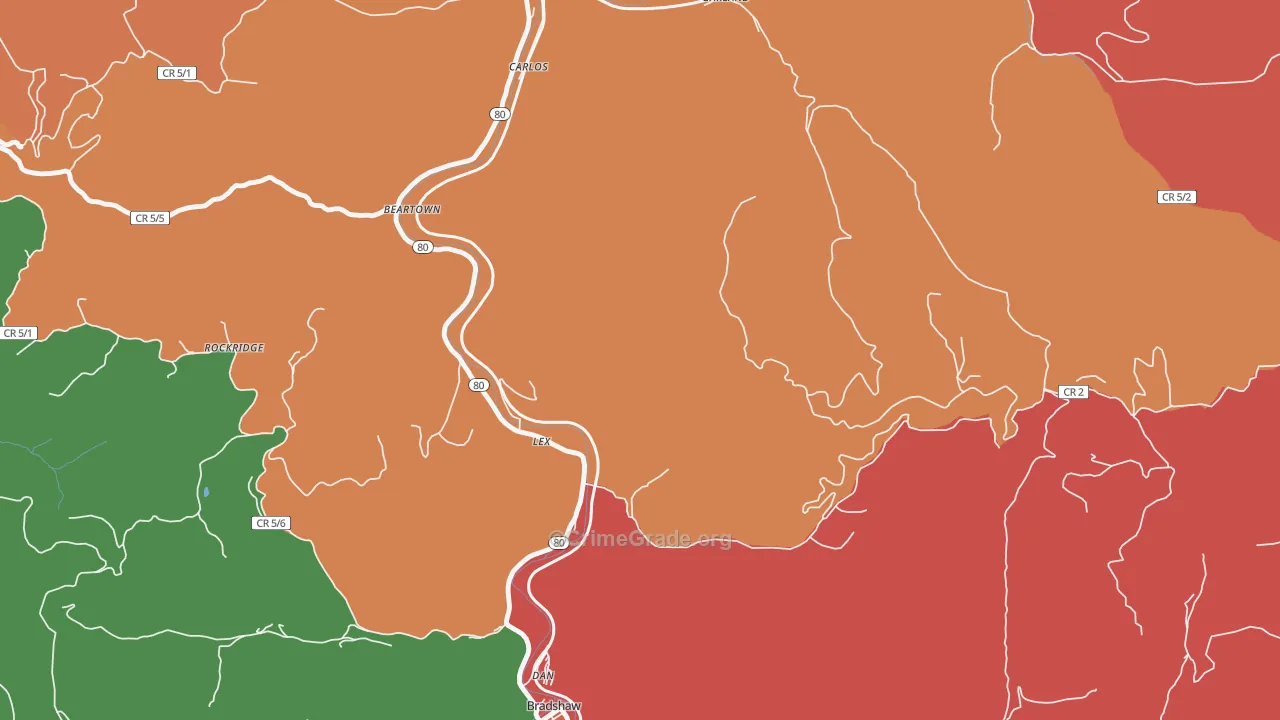Lex, WV Map of Burglary Rates