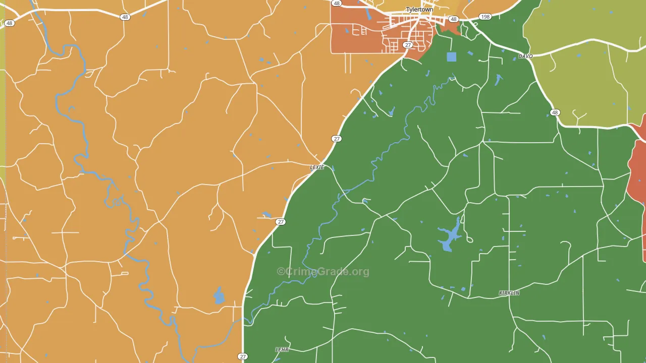 Lexie, MS Map of Burglary Rates