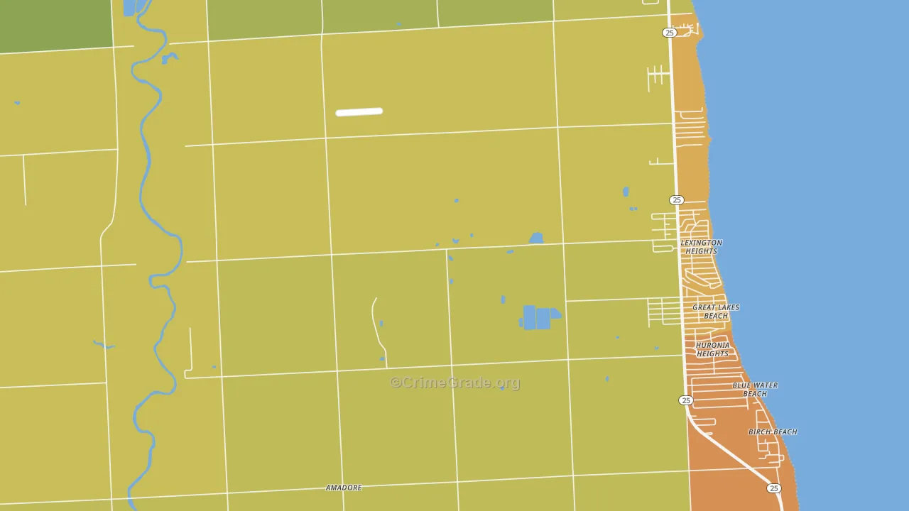 Lexington Heights, MI Map of Burglary Rates