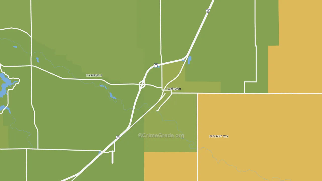 Lexington, IL Map of Burglary Rates