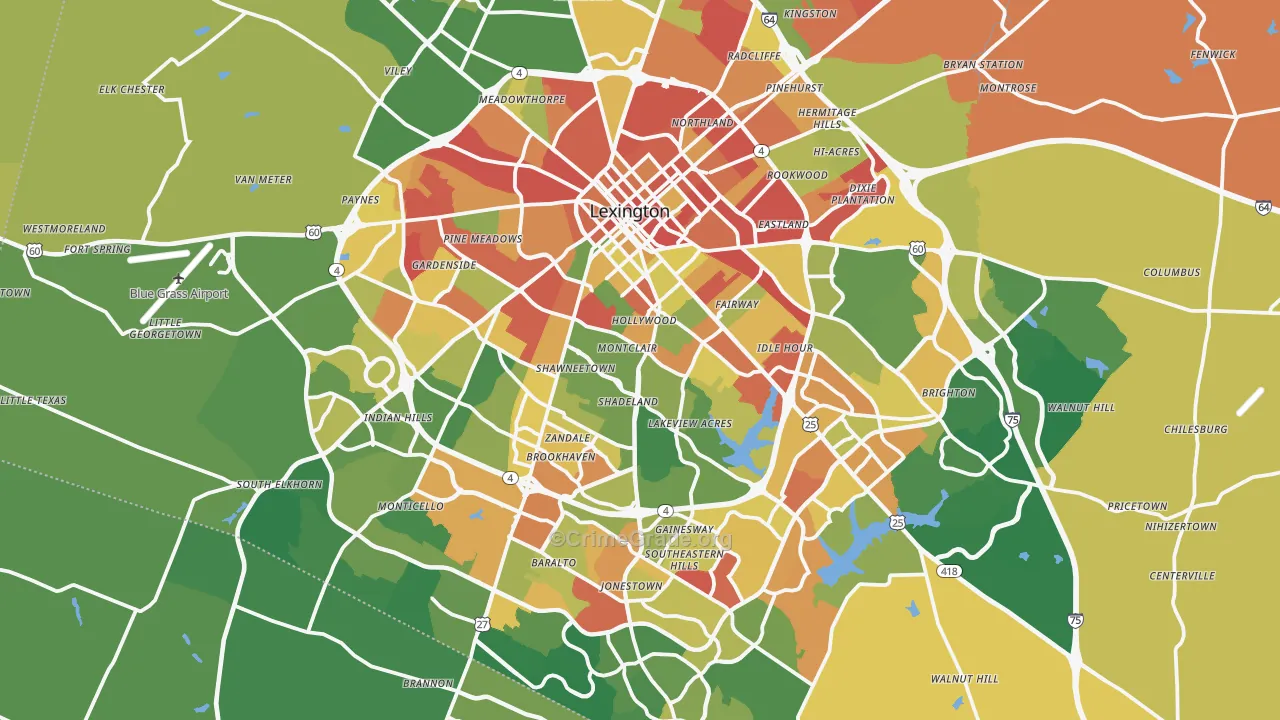Lexington, KY Map of Burglary Rates
