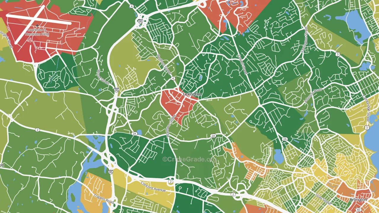 Lexington, MA Map of Burglary Rates