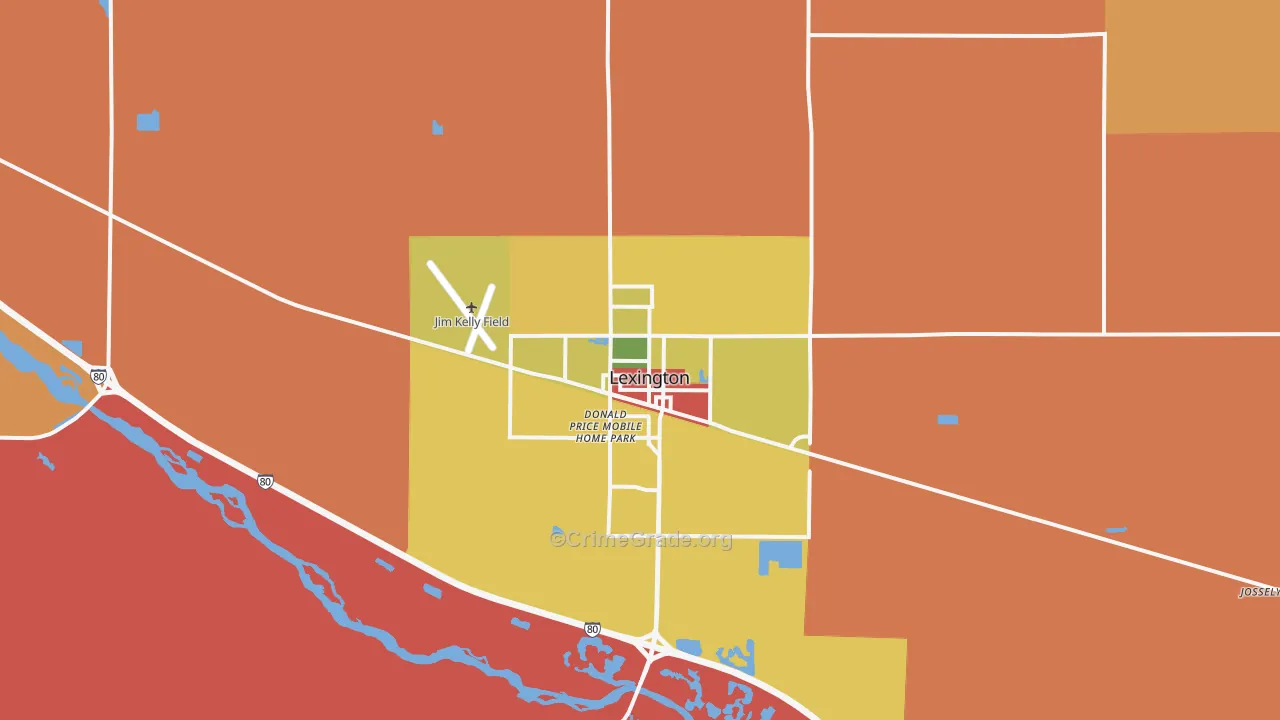 Lexington, NE Map of Burglary Rates