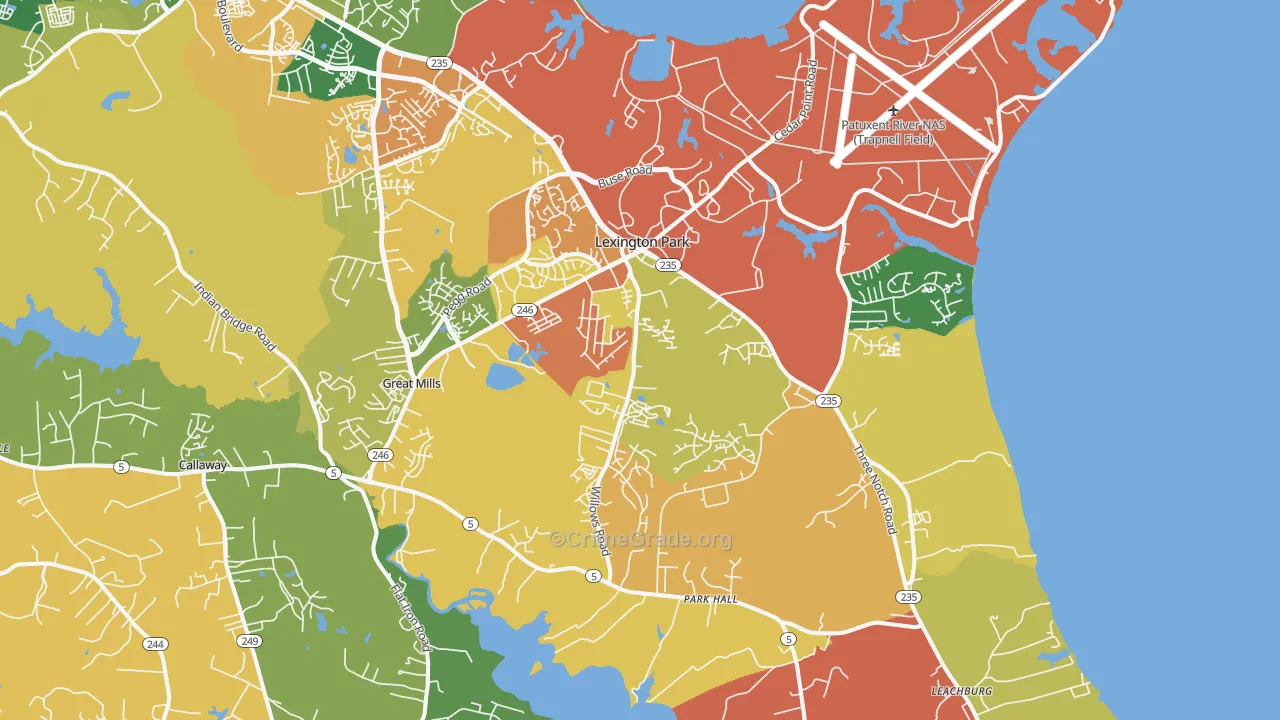 Lexington Park, MD Map of Burglary Rates