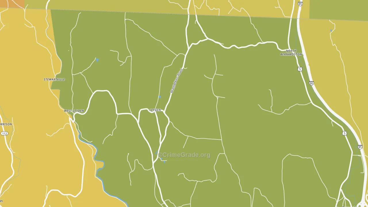 Leyden, MA Map of Burglary Rates