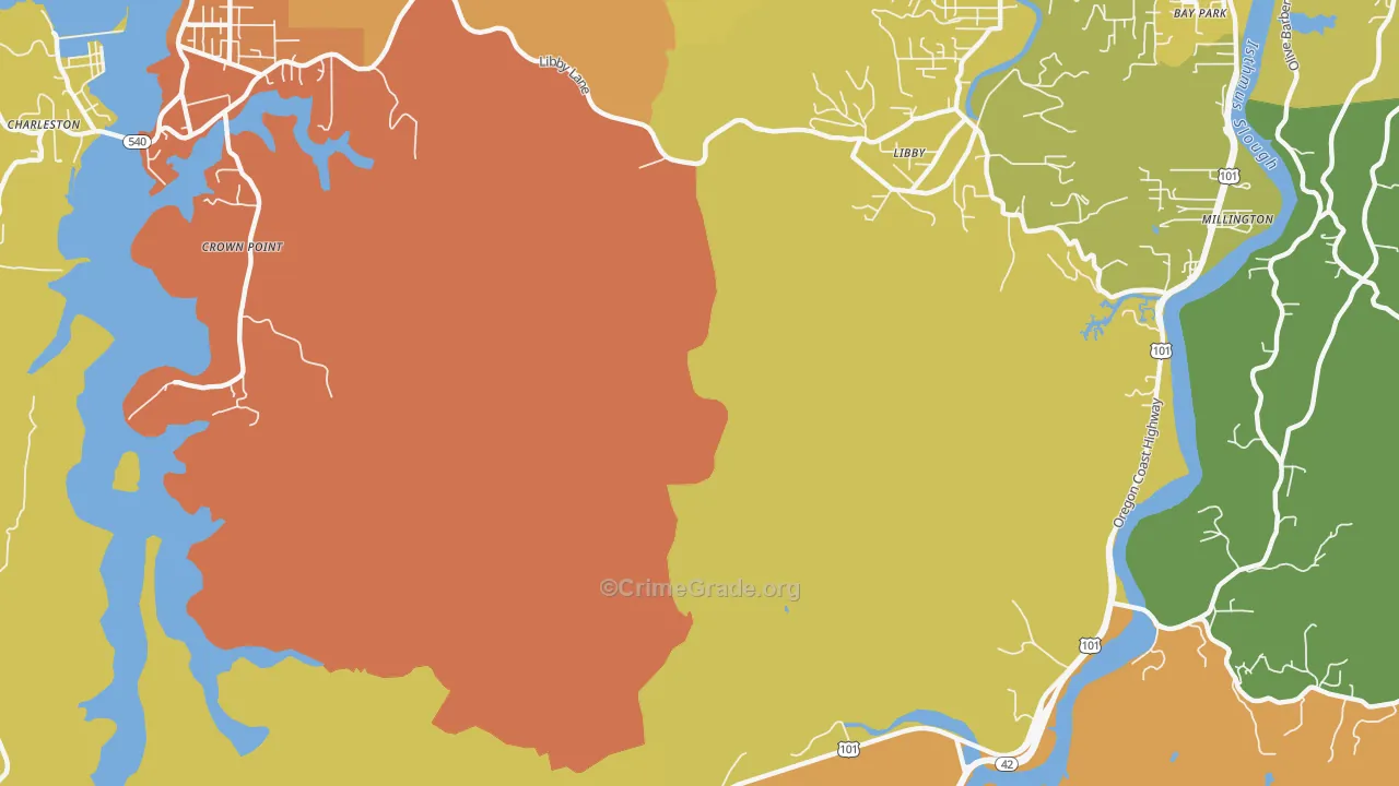 Libby, OR Map of Burglary Rates