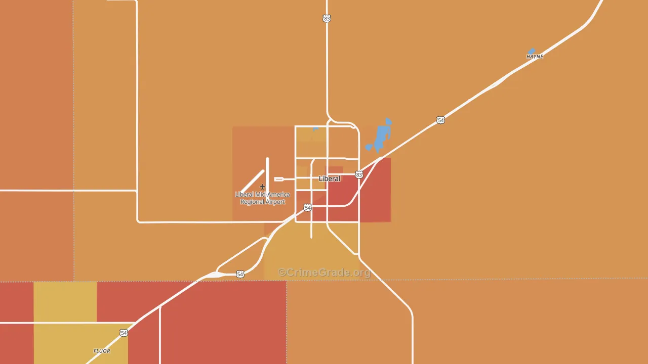 Liberal, KS Map of Burglary Rates