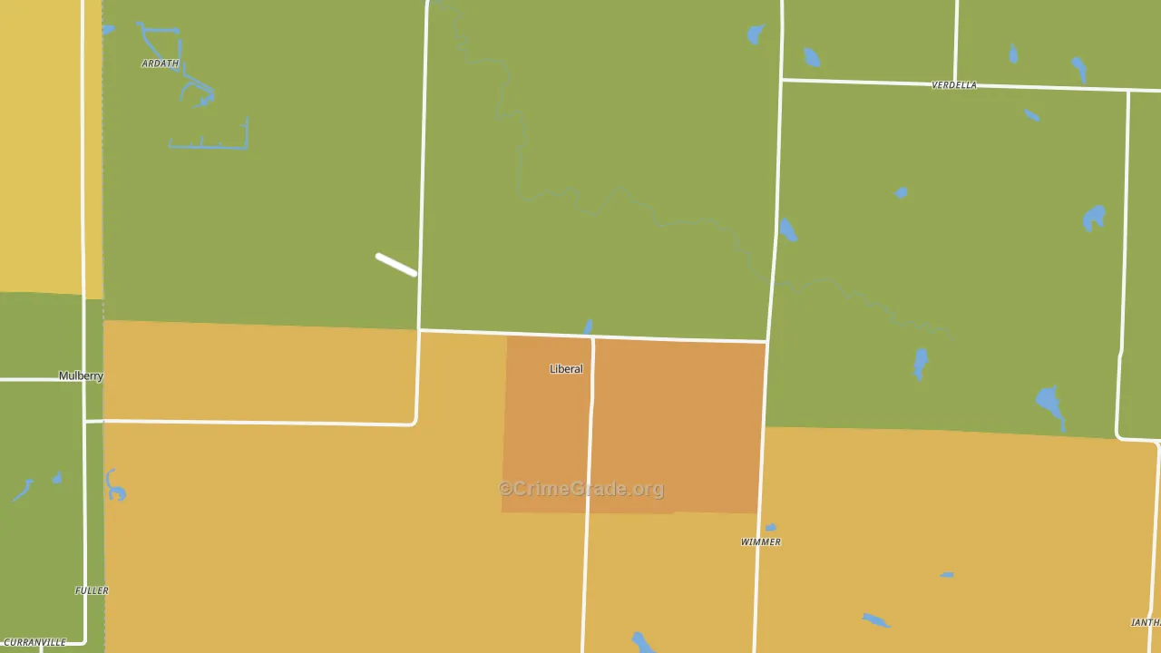 Liberal, MO Map of Burglary Rates