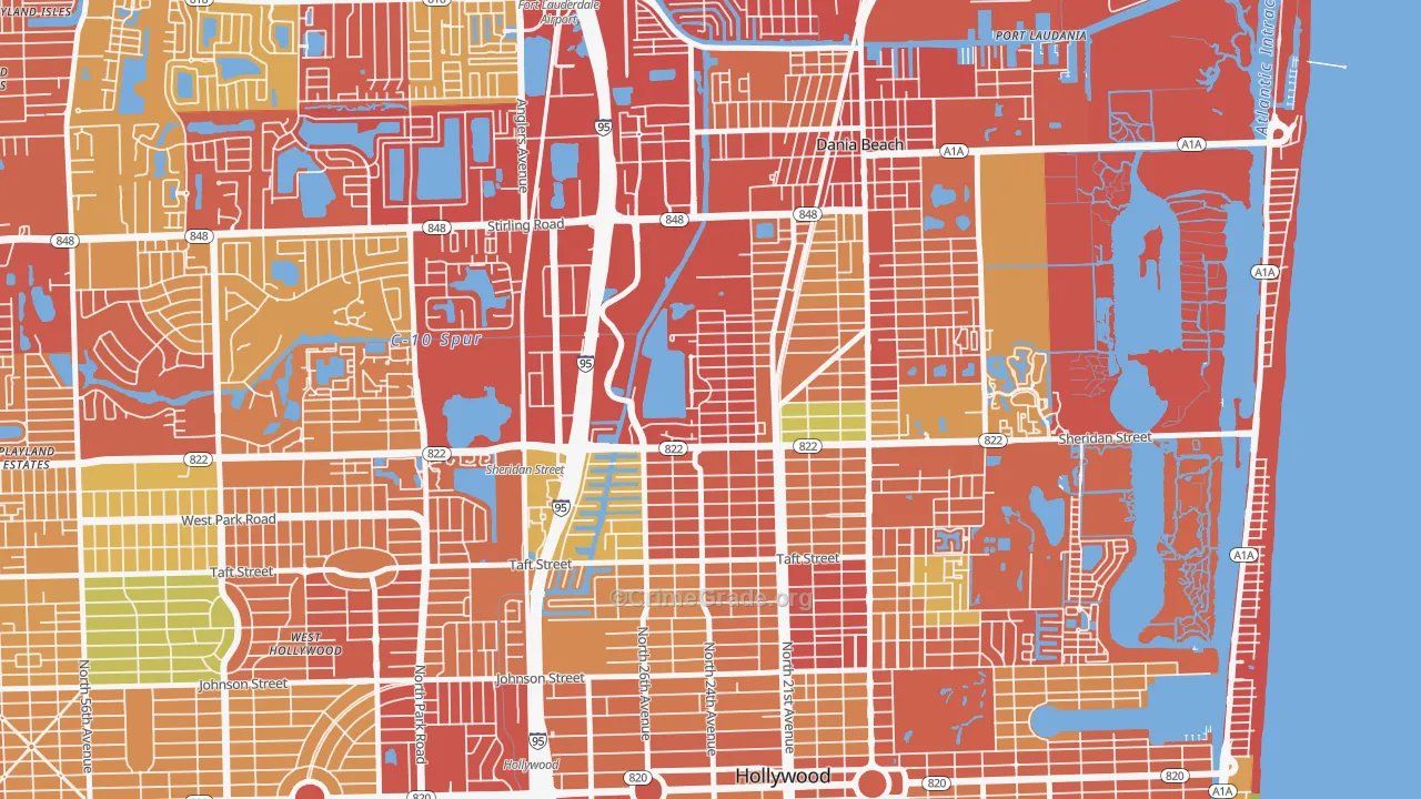 Liberia, Hollywood, FL Map of Burglary Rates