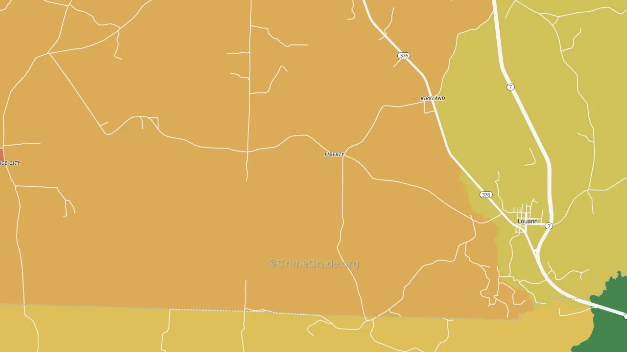 Liberty, AR Map of Burglary Rates