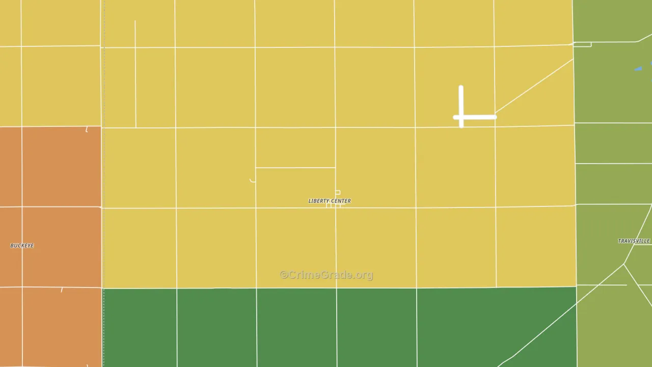 Liberty Center, IN Map of Burglary Rates