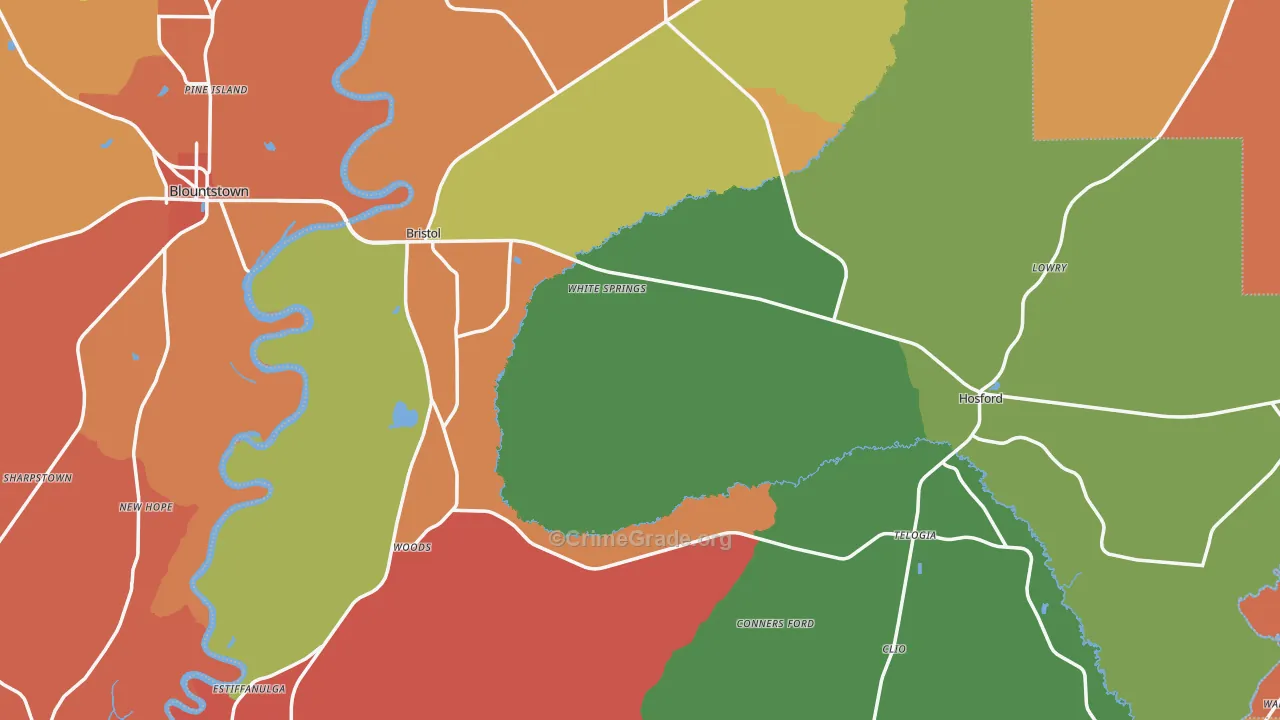 Liberty County, FL Map of Burglary Rates