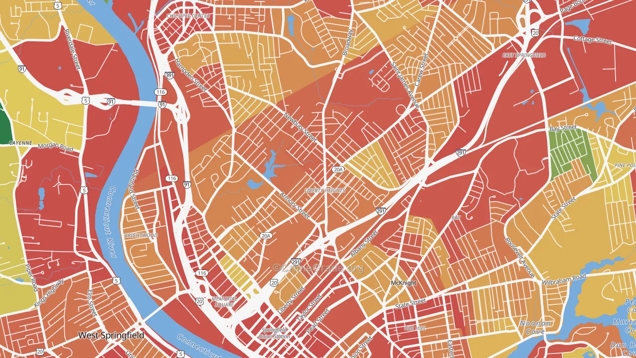 Liberty Heights, Springfield, MA Map of Burglary Rates