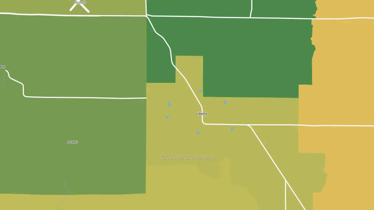 Liberty, IL Map of Burglary Rates