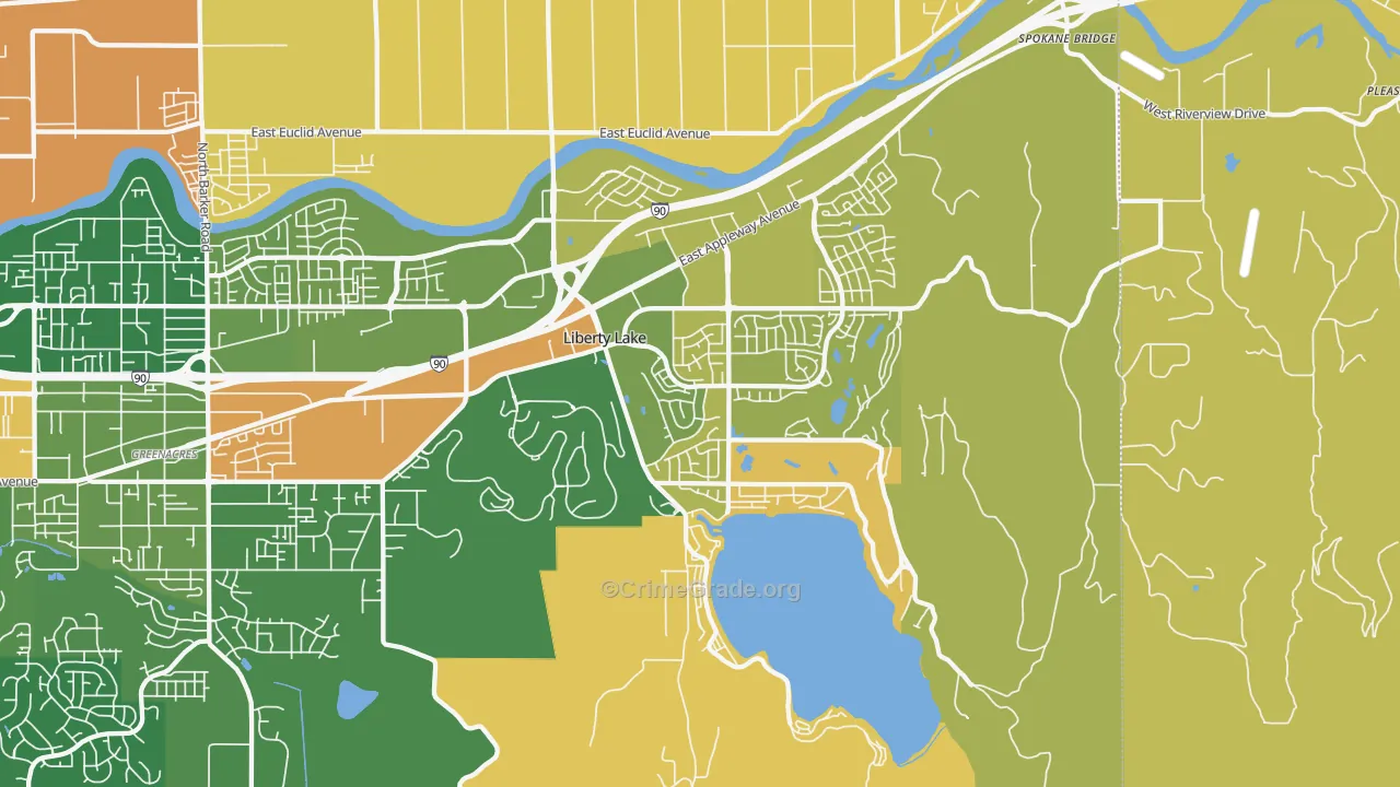 Liberty Lake, WA Map of Burglary Rates
