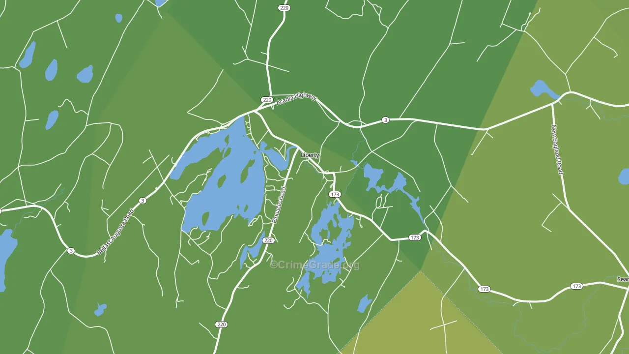Liberty, ME Map of Burglary Rates
